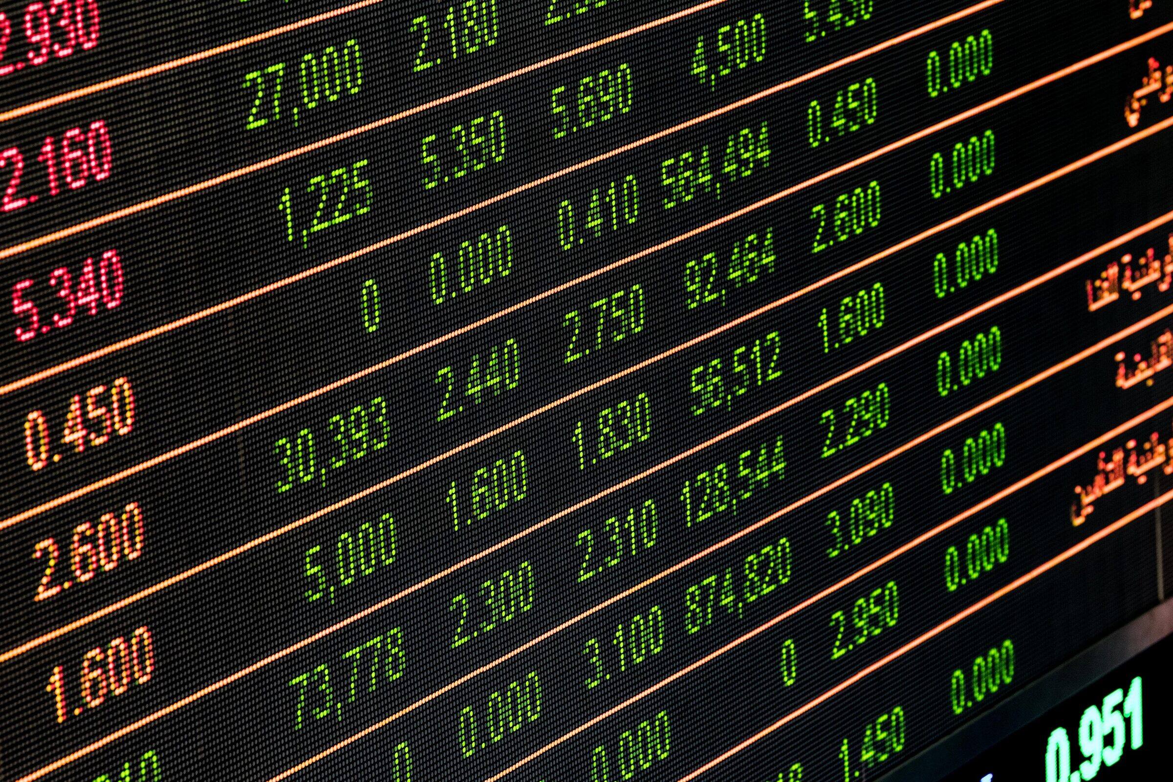 Borsa ekranında fiyat tablosu